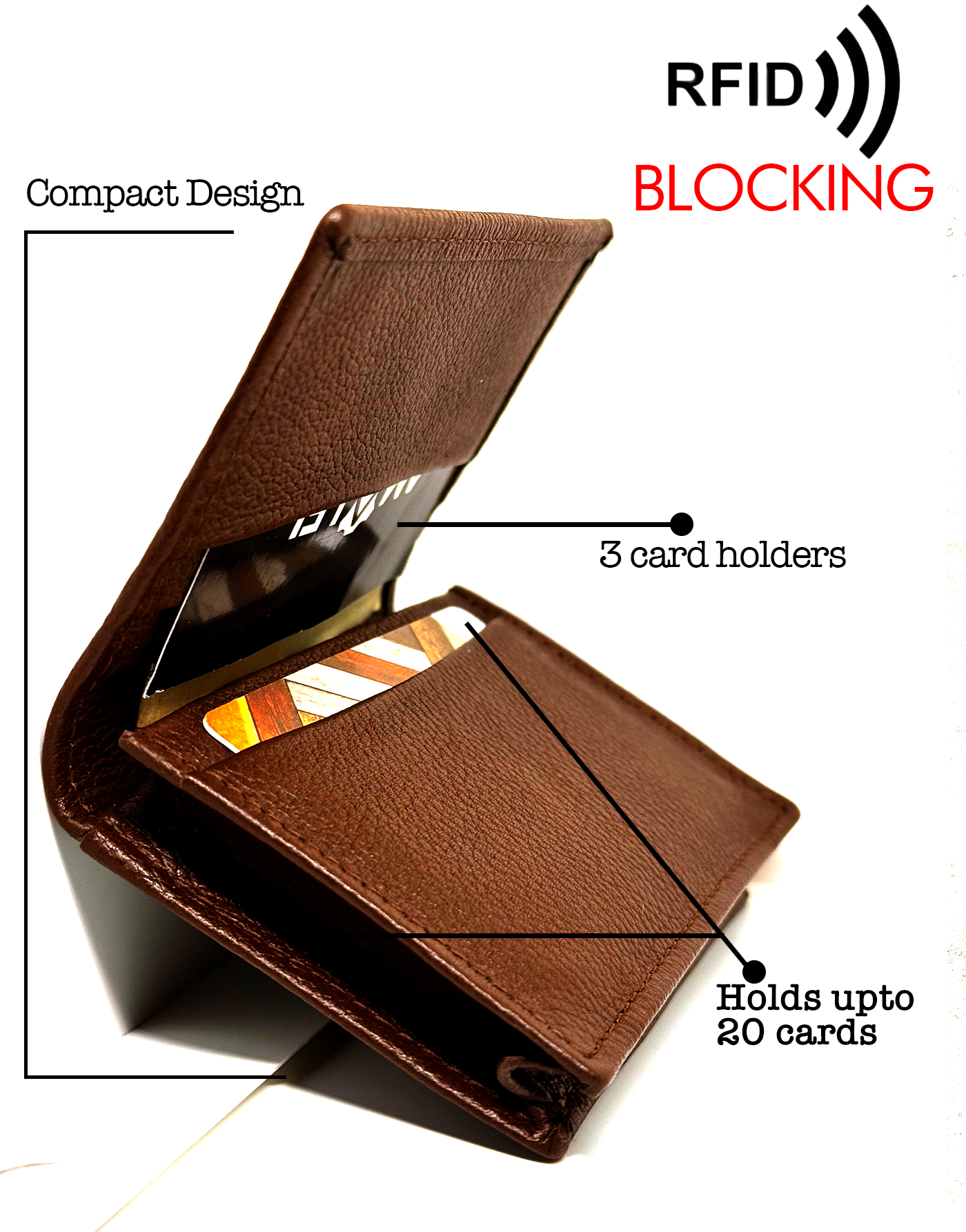 AMALFI Iconic Slim Leather Credit Card Holder, Holds 8+ Cards, RFID Blocking, Original Leather