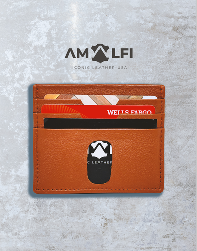 Amalfi ICONIC LEATHER Credit Card Holder, Holds up to 6 Cards and Cash, RFID Blocking original grain leather