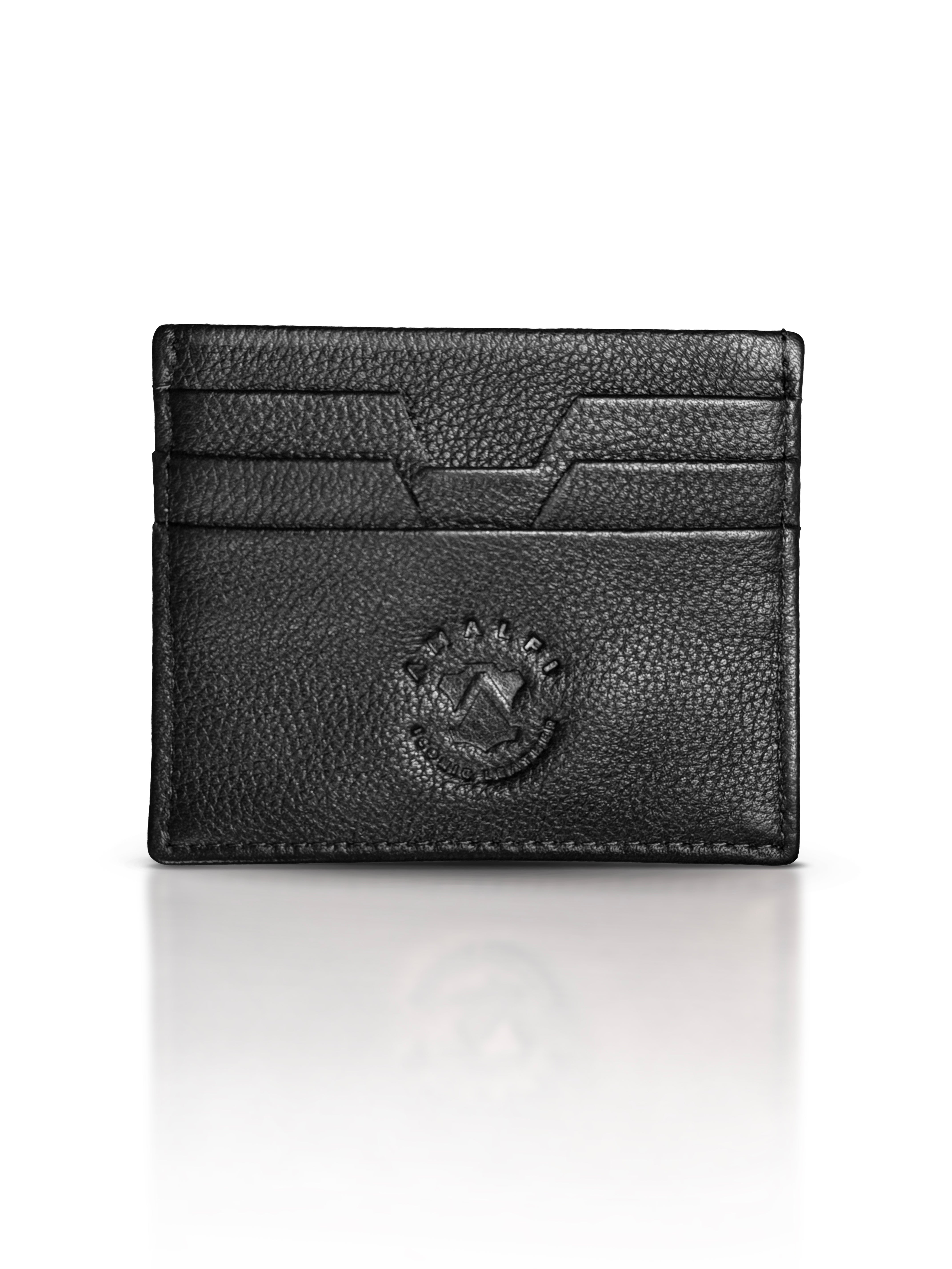 Amalfi ICONIC LEATHER Credit Card Holder, Holds up to 6 Cards and Cash, RFID Blocking original grain leather