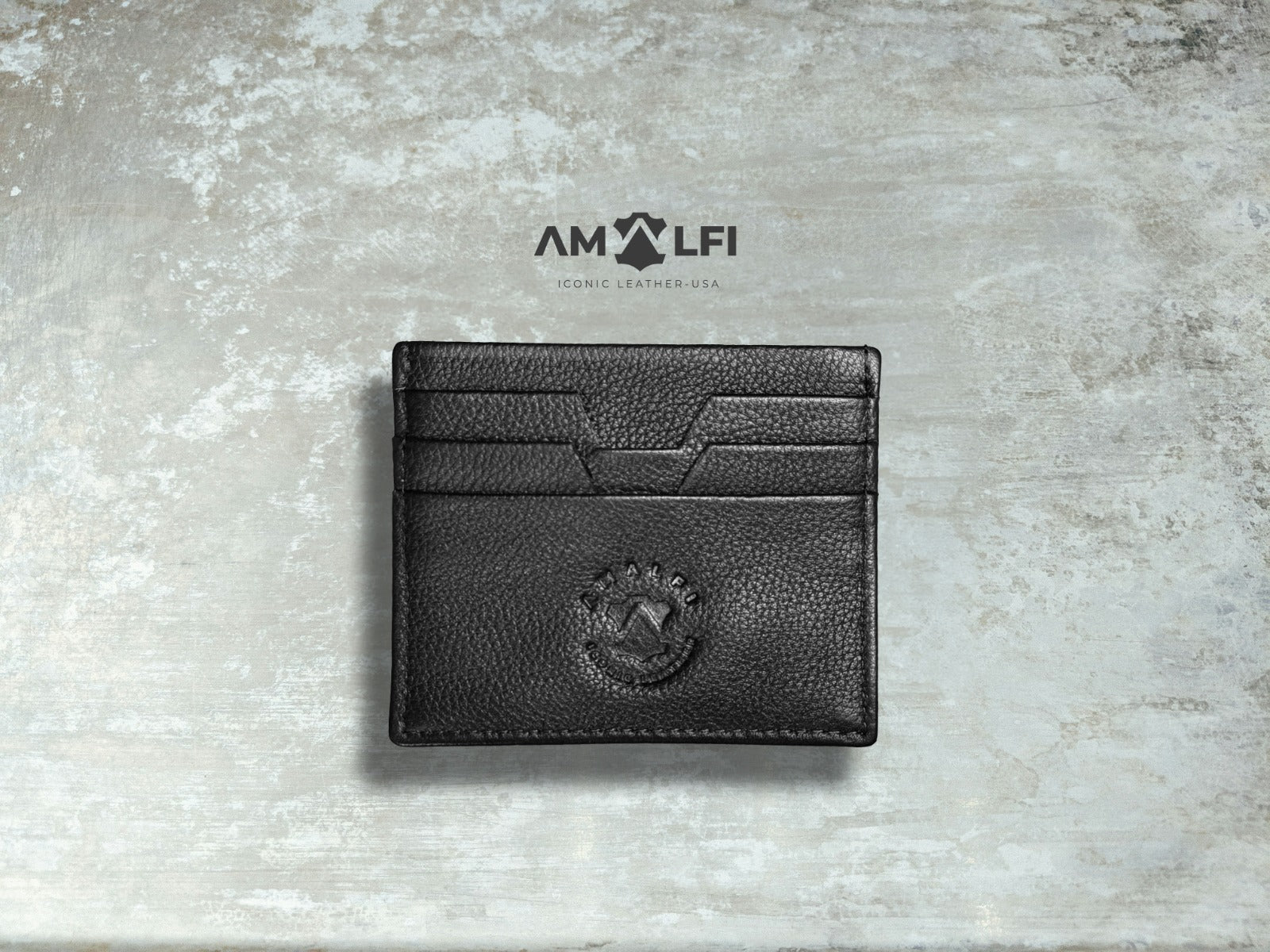 Amalfi ICONIC LEATHER Credit Card Holder, Holds up to 6 Cards and Cash, RFID Blocking original grain leather