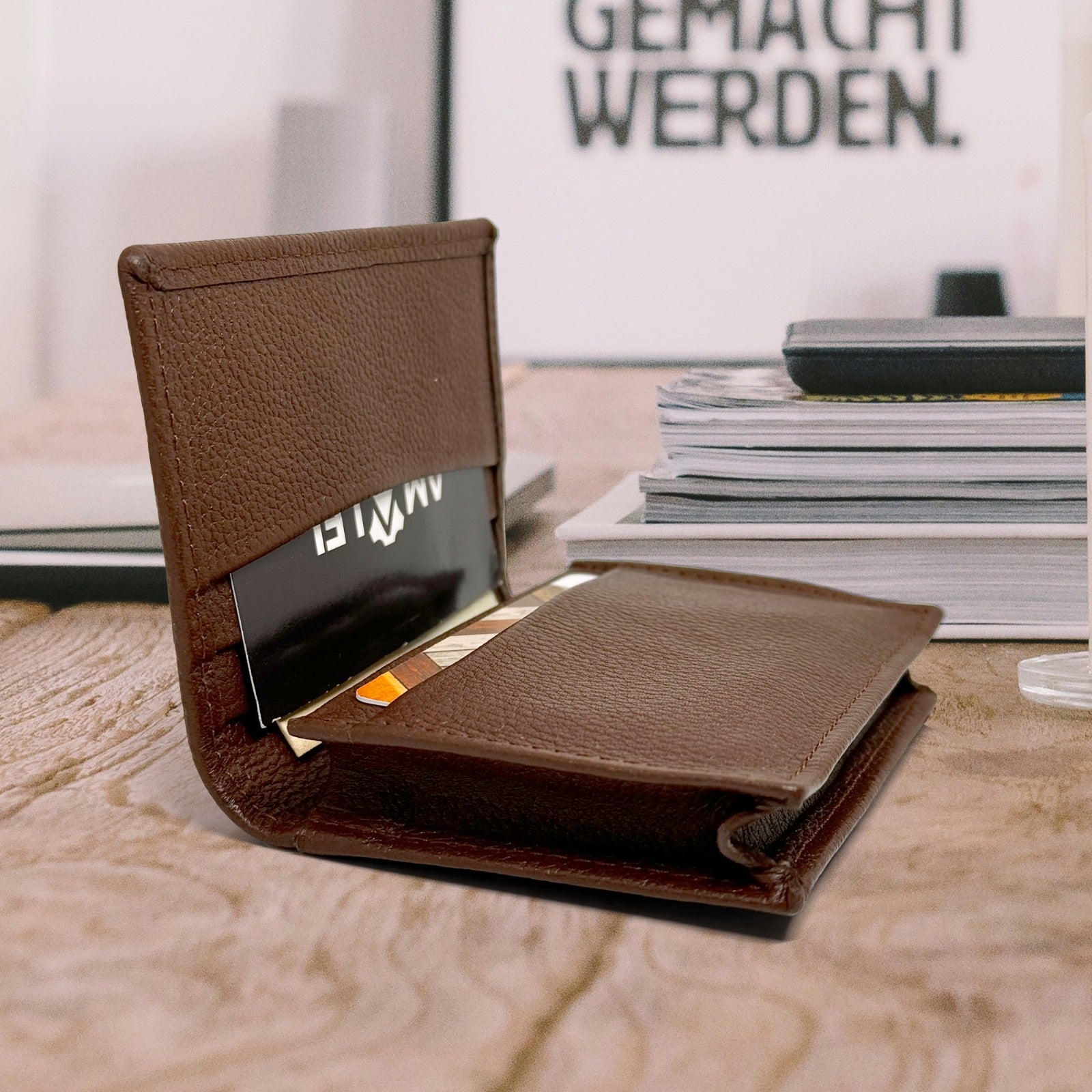 AMALFI Iconic Slim Leather Credit Card Holder, Holds 8+ Cards, RFID Blocking, Original Leather